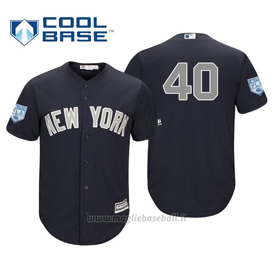 Maglia Baseball Uomo New York Yankees Luis Severino Cool Base Alternato Entrenamiento De Primavera 2019 Blu